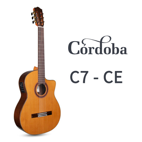 Cordoba C7 CE CD 컷어웨이 C7-CE CD 솔리드 캐나다시더 탑, 로즈우드 측후판